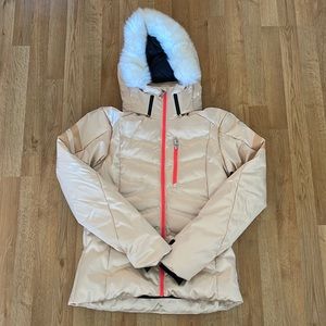 Rossignol Women's Ski Jacket in Cream with Red Accents